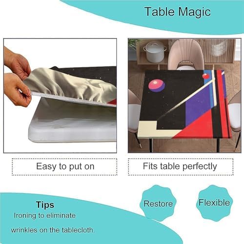 Square Tablecloth with Elastic, Modern Minimalism Pattern Printed on Fade Resistant Elastic Outdoor Table Cover, Perfect for Everyday Use Home Decor, Fit for 54" x 54" Square Tables - Image 3