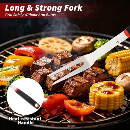 BBQ Tools Set, 4 PCS Heavy Duty Stainless Steel Spatula, Fork, Tongs with Portable Bag, Essential Accessories for Barbecue Outdoor Grill, Grilling Gifts for Men Dad Camp Chef - Image 6