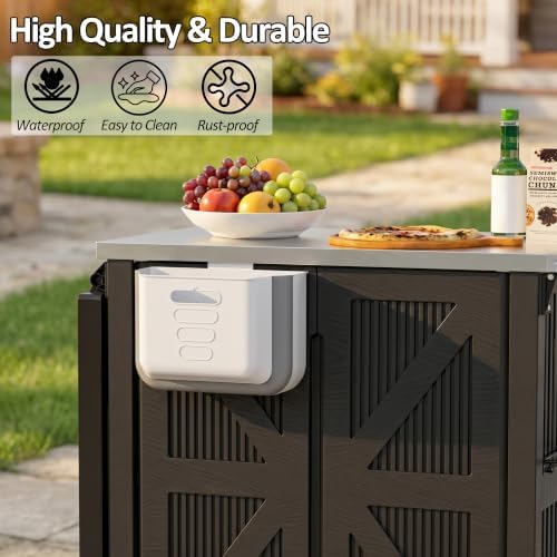 Spurgehom Outdoor Grill Cart with Storage Movable Grill Table - Image 7