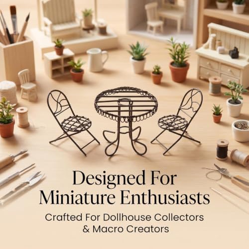 3 Pcs Miniature Bistro Table Chairs Set 1 12 Scale Dollhouse Accessories - Image 3