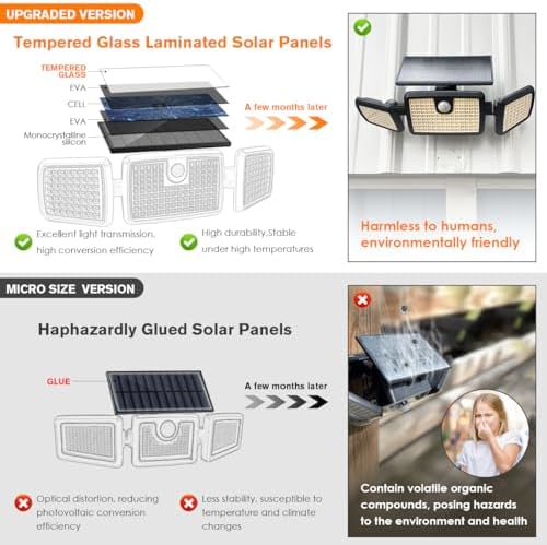 MIHANI Solar Lights Outdoor, Quick Charge Solar Motion Deck Lights Outdoor for Deck with High Brightness, Larger Built-in Tempered Glass Panel, Sensitive PIR Motion Inductor (Remote,4 Pack) - Image 3
