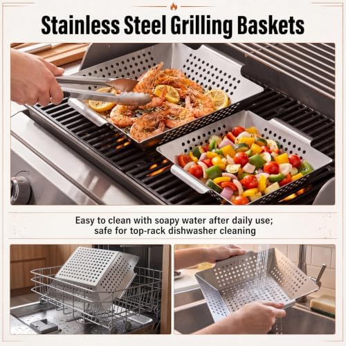 Grill Accessories Outdoor Grill Baskets Topper Trays, 4 Pack - Image 5