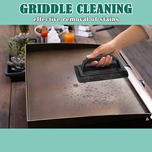 Griddle Cleaning Kit 4Pcs, HaSteeL Griddle Scouring Pad Cleaner with Handle, Heavy Duty Flat Top Grill Cleaning Brush for Hot & Cold Surface Commercial Household Uses - Image 4