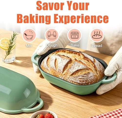 2.5 QT Enameled Cast Iron Sourdough Bread Oven, Loaf Pan with Lid - Image 4