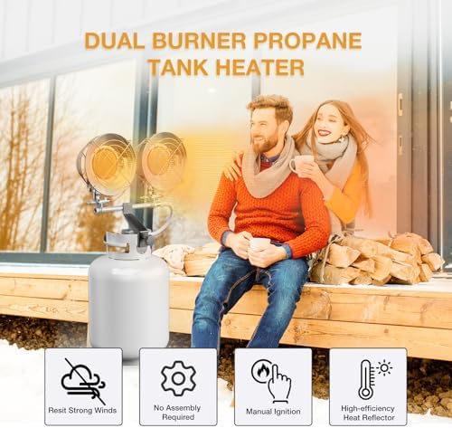 Hotdevil Double Tank Top Outdoor Propane Heater with Shut-off Valve and Tip-over Switch, 30,000 BTU 3 Heating Mode Portable Propane Heater for Patio, Camping, Garage, Porch, Backyard - Image 6