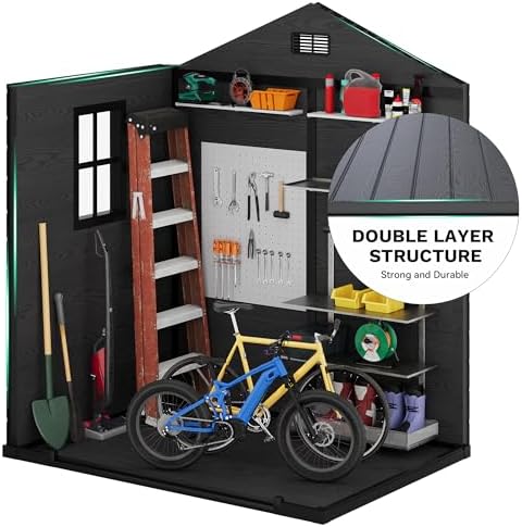 DWVO 6X5FT Resin Storage Shed with Reinforced Floor, Window & Vents - Image 4