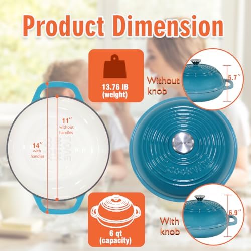 6 Qt Enameled Cast Iron Bread Oven, Dutch Oven for Sourdough Baking - Image 2