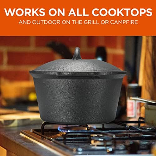 Commercial Chef 2-Qt. Saucepan with Lid, Pre-Seasoned Cast Iron, CHCI20 - Image 5