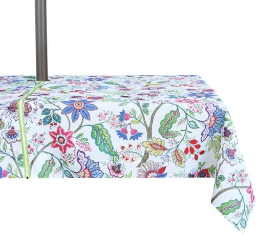 EHouseHome Outdoor Indoor 60x84 inch Rectangle Tablecloth with Umbrella Hole, Waterproof Zippered Patio Table Cloth, Perfect for BBQs, Parties, Summer Gatherings by EHouseHome