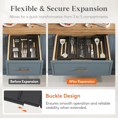 Lifewit Utensil Organizer for Kitchen Drawers, Expandable Utensil Tray - Image 4