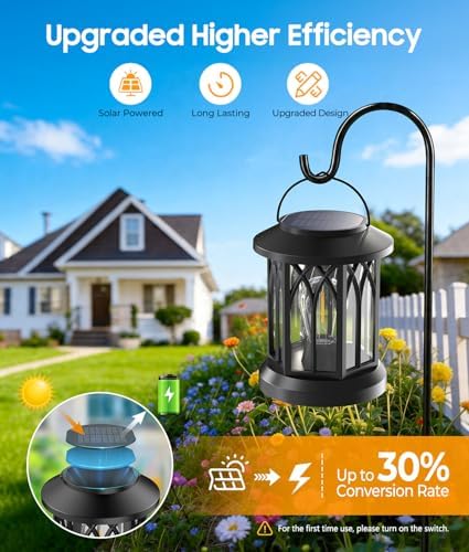 Solar Lantern Outdoor Lights with Metal Hooks, Upgraded Solar Lanterns - Image 5