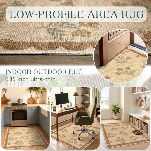 3x4 Floral Entry Rug - Indoor Outdoor Mats for Front Door Non-Slip - Image 4