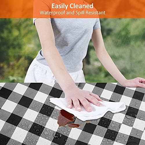 5ft 60" Picnic Table and Bench Cover, 3 Pack, Black-White Checkered - Image 3