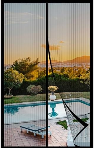 METAONLY Magnetic Screen Door Mesh, Works for Patio, Sliding Door, Keeps Bug Mosquito Out, Fresh Air Flow, Fits 32" x 80" Door - Curtain Size 34" x 82", Black by Giveyouthebestexperience