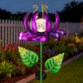 Garden Decor Solar Wind Spinners- Metal Lotus Flower Yard Lights LED Crackle Glass Globe Yard Art Sculpture Solar Stake Lights for Patio Pathway Lawn Walkway(Purple-Large) by SUCUY
