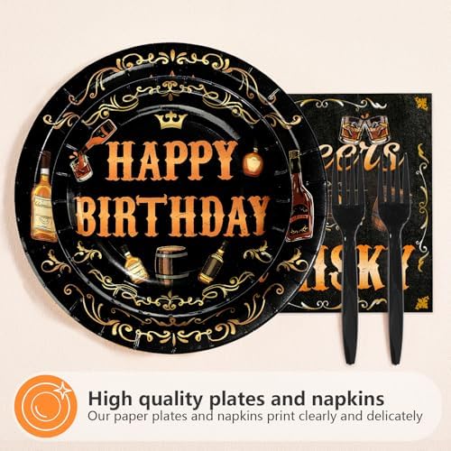 96 Pcs Whiskey 40th Birthday Party Supplies, Serves 24 - Image 2