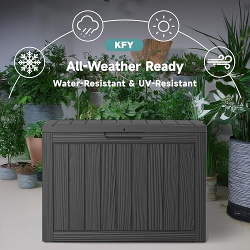 60 Gallon Outdoor Waterproof Storage Box, UV Resistant Resin Deck Box with Built-in Handle, Outdoor Storage Container for Patio Furniture, Garden Tools, Patio Cushions, Black - Image 4