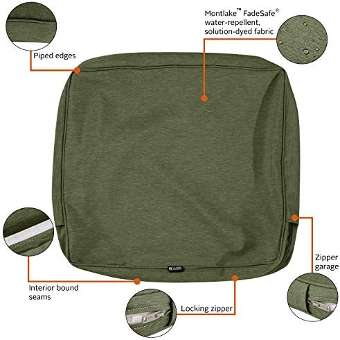 Classic Accessories Montlake FadeSafe Water-Resistant Patio Lounge Back Cushion Cover, 21 x 15 x 4 Inch, Heather Fern, Patio Furniture Cushion Covers - Image 3