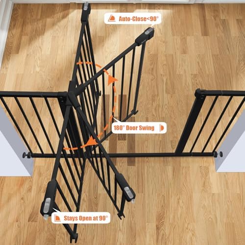 keny 36" Extra Tall Baby Gate for Stairs, 29-42.5" Wide Auto Close Dog Gate - Image 4