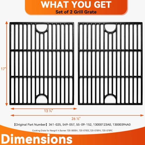 13 x 17 Cast Iron Cooking Grates for Nexgrill 4 Burner 720-0830H 720-0783E - Image 2