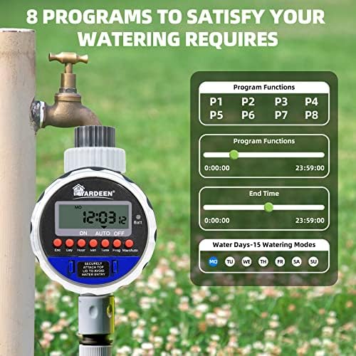 Water Timer Garden Irrigation Controller with 8 Programs for Lawn - Image 2