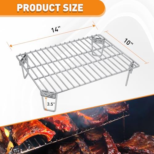 Grills Upper Rack for Green Mountain Davy Crockett Grill, Heavy-Duty Stainless Steel Grill Warming Rack Accessories, GMG-6016 Replacement Parts for GMG Trek Pellet Grill, Adding More Cooking Space - Image 2