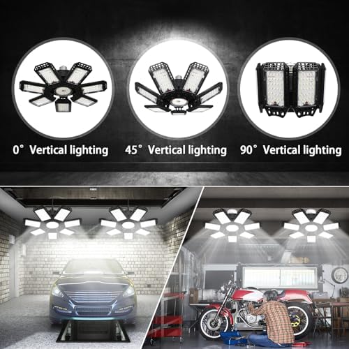 AUDLES 4 Pack LED Garage Light, 240W 24000LM 6500K LED Shop Lights, Garage Lights Ceiling Led with 7+1 Deformable Panels, E26/E27 Bulb Socket Lighting for Shop, High Bay, Attic, Basement, Warehouse - Image 3