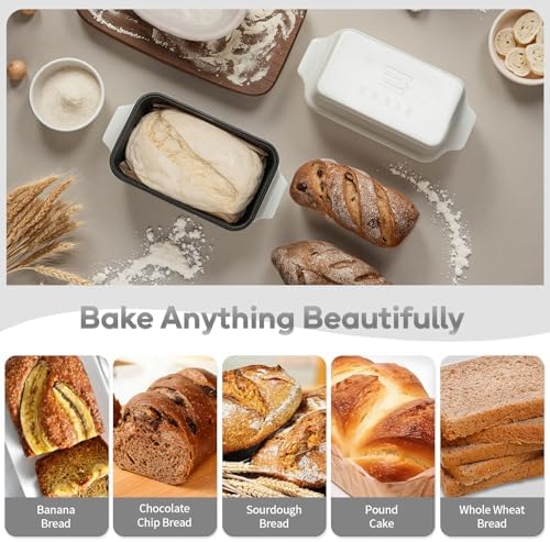 Enameled Cast Iron Dutch Oven for Sourdough Bread Baking, 9×5 Dutch Oven Pot with Lid, 2 in 1 Bread Baking Pans with Lid, Roasting & Braising, Easy Release, Oven & Induction Safe (4.2 QT,White) - Image 4