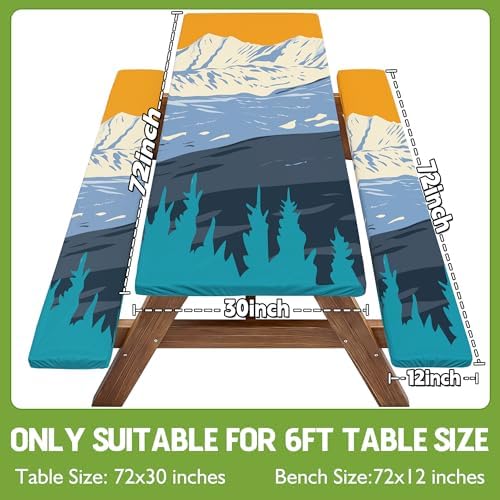 Picnic Table Cover with Bench Covers Elastic Table Cloth Cool Fun Unique Ideas Birthday Party Christmas Xmas Father Valentine's Day Camping Gift for Camper RV Owner Camping Lovers Couple Men Adult Dad - Image 2