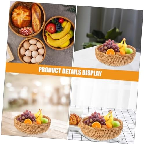 Rattan Woven Bread Basket, Vintage Khaki Picnic Organizer for Snacks - Image 3