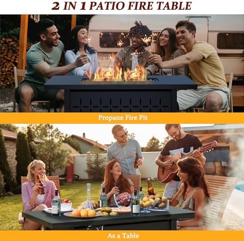 Vongrasig 7 Piece Patio Furniture Sets with 45 Inch Fire Pit Table All Weather PE Wicker Rattan Outdoor Sectional Sofa Couch Conversation Set w/Glass Table for Lawn, Garden, Backyard (Blue) - Image 7