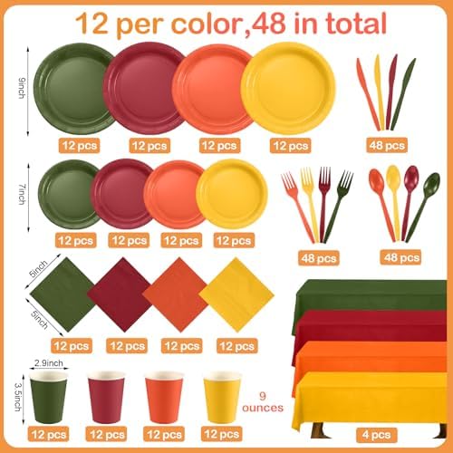 Havawish 340 Pcs Thanksgiving Party Supplies, Orange, Harvest Style - Image 2