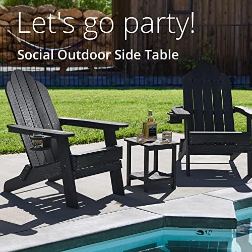 LUE BONA Outdoor Side Table, 2-Tier HDPS Small Patio Table, Black - Image 5