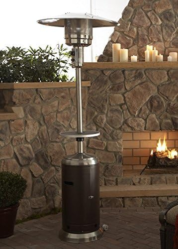Hiland HLDS01-SSHGT 48,000 BTU Propane Patio Heater with Wheels and Table, Large, Hammered Bronze/SS - Image 5