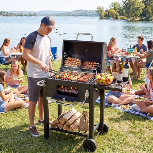 Giantex Charcoal Grill, Outdoor BBQ Grill with Foldable Side Shelf - Image 2