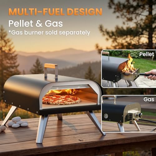 WOOCIT 12" Multi-Fuel Outdoor Pizza Oven, Reaches 720°F, with Stone & Peel - Image 3