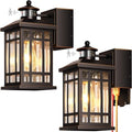 Oil-Rubbed Bronze Outdoor Motion Sensor Light with GFCI Outlet, 2-Pack Porch Lights Outdoor with Gold Trim, Dusk to Dawn lighting Wall Mount with Bubble Glass, Outside Sconces for Garage, Patio by OPAXIS