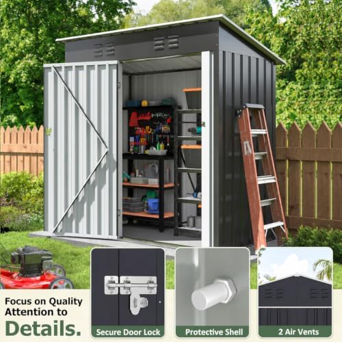 AirWire 5x3 FT Outdoor Storage Shed Grey - Image 3