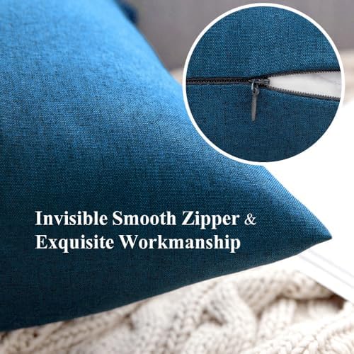 MIULEE Decorative Outdoor Pillow Covers Waterproof 16x16 Blue - Image 3