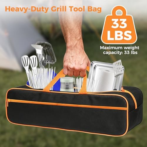 Grill Utensil Tool Storage Bag for Outdoor Grilling, Extra Large 25" x 10" x 8" BBQ Accessory Storage, Heavy-Duty Utensil Grill Accessories Organizer Case Storage Compatible with Blackstone - Image 4