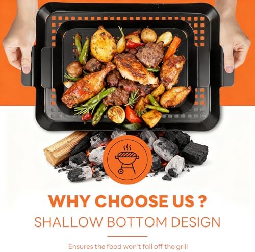 3PCS Grill pan: Grill Topper for Outdoor Grill - Non-stick enamel coating grill topper suitable for camping, picnic, party - Image 6