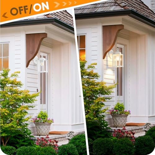 MATAMEYE Large Outdoor Wall Lantern, Exterior Waterproof Wall Sconce Light Fixtures, White Front Door Lighting with Clear Beveled Glass, Anti-Rust E26 Socket Porch Lamp, 2 Pack - Image 7