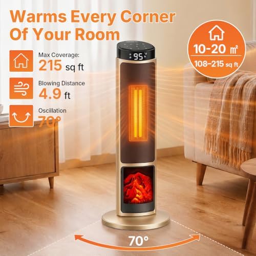 OLIXIS 23" Space Heater for Indoor Use, 70° Oscillation, 4 Modes - Image 3