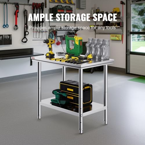 Vevor Stainless Steel 900x600x800 mm Commercial Kitchen Prep & Heavy Duty Metal Work Table with Adjustable Feet for Restaurant, Home and Hotel : Industrial & Scientific - Image 4