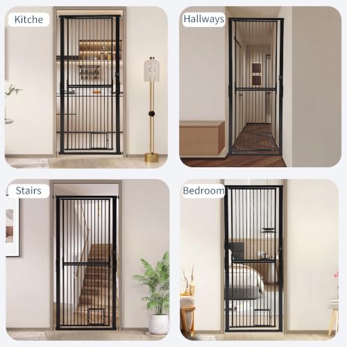 Extra Tall Cat Gate 30"-40.9" Adjustable for Doorway w/Cat Door - Image 6