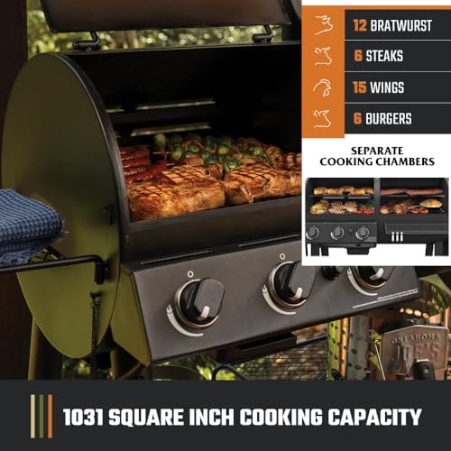 Oklahoma Joe's Canyon Combo Dual Fuel 3-Burner Propane Gas and Charcoal Smoker and Grill with 1031 sq. in. Cooking Area in Black - Image 3