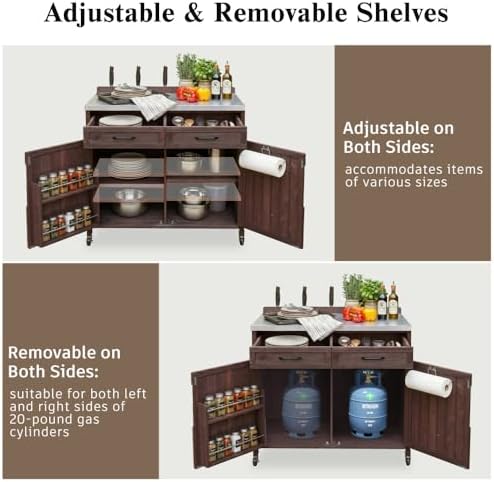 39.4" Outdoor Grill Cart with Stainless Top & Storage Cabinet - Image 6