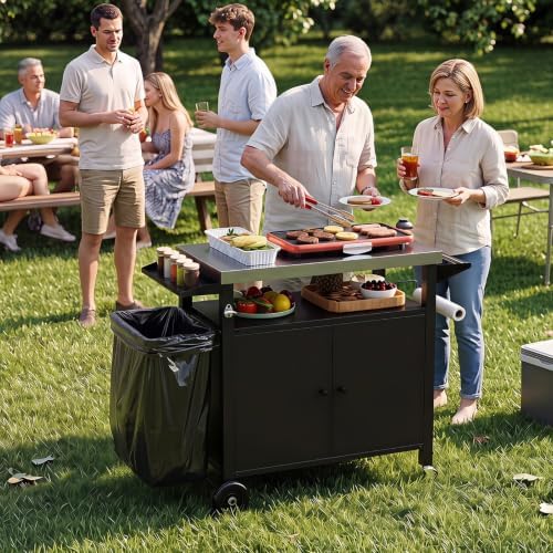 Giantex Outdoor Grill Cart with Stainless Steel Tabletop & Storage Cabinet - Image 2