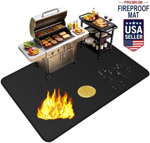 76" x 52" Large Under Grill Mats for Outdoor Grill, Double-Sided Fireproof for Deck & Patio, Waterproof Oil-Proof Non-Slip Rubber Mat for BBQ, Fire Pit – Heavy Duty Grill Accessories - Image 2