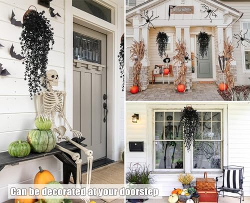 RECUTMS Black Hanging Flowers Faux Hanging Plants Black Artificial Plants - Image 6